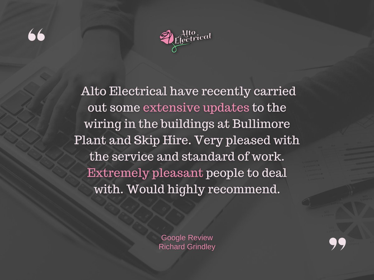 We are always so grateful when we get such positive feedback from our clients – Thank you for your lovely review! If there are any questions you have, or you’re in need of some advice visit our website to get in touch with us today, we’re happy to help. 

altoelectrical.co.uk/contact-us/