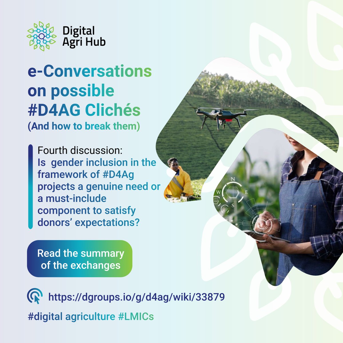 The Digital Agri Hub (@d4ag_) on Twitter photo Supported by 24 unique contributions drawn from our diverse, +1K dgroup platform managed by <a href="/D4Ag_/">The Digital Agri Hub</a>, our forth e-conversation tackled #Gender inclusion in #D4Ag!
Missed out on the exchange? Visit 🔖digitalagrihub.org/documents/3783…
Stay updated 📲 dgroups.io/g/d4ag/wiki/33… Supported by 24 unique contributions drawn from our diverse, +1K dgroup platform managed by <a href="/D4Ag_/">The Digital Agri Hub</a>, our forth e-conversation tackled #Gender inclusion in #D4Ag!
Missed out on the exchange? Visit 🔖digitalagrihub.org/documents/3783…
Stay updated 📲 dgroups.io/g/d4ag/wiki/33…