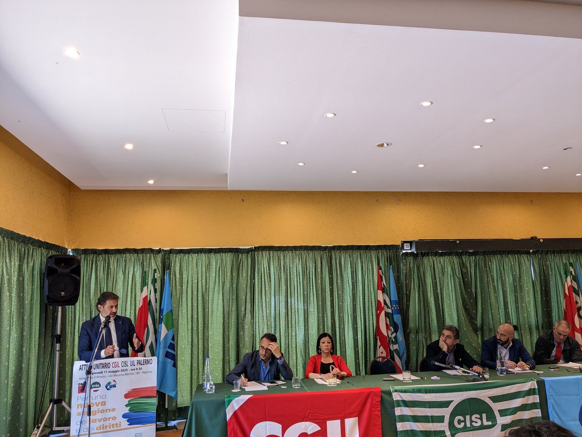 CislSicilia's tweet photo. Le conclusioni di #SebCappuccio segretario generale #CislSicilia agli attivi unitari #CgilCislUil a #Palermo
"In campo il nostro impegno forte, responsabile intransigente. Noi rappresentiamo le nostre idee, le nostre ragioni, le nostre proposte. Il rilancio passa dal confronto" https://t.co/69ve2H15Lh