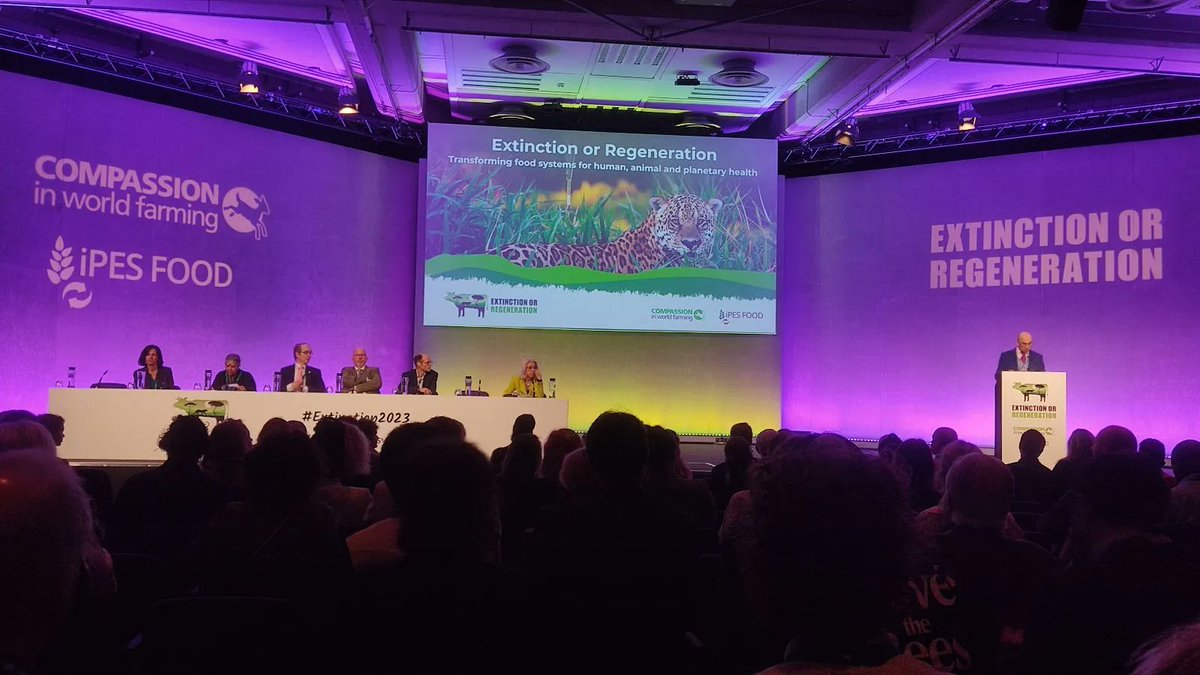 We are in London at the #Extinction2023 conference organised by @IPESfood and @ciwf: Extinction or Regeneration? 

We are looking forward to 2 days of discussions on solutions for transforming the #GlobalFoodSystem to ensure better health for animals, people and the planet 🌱❤️