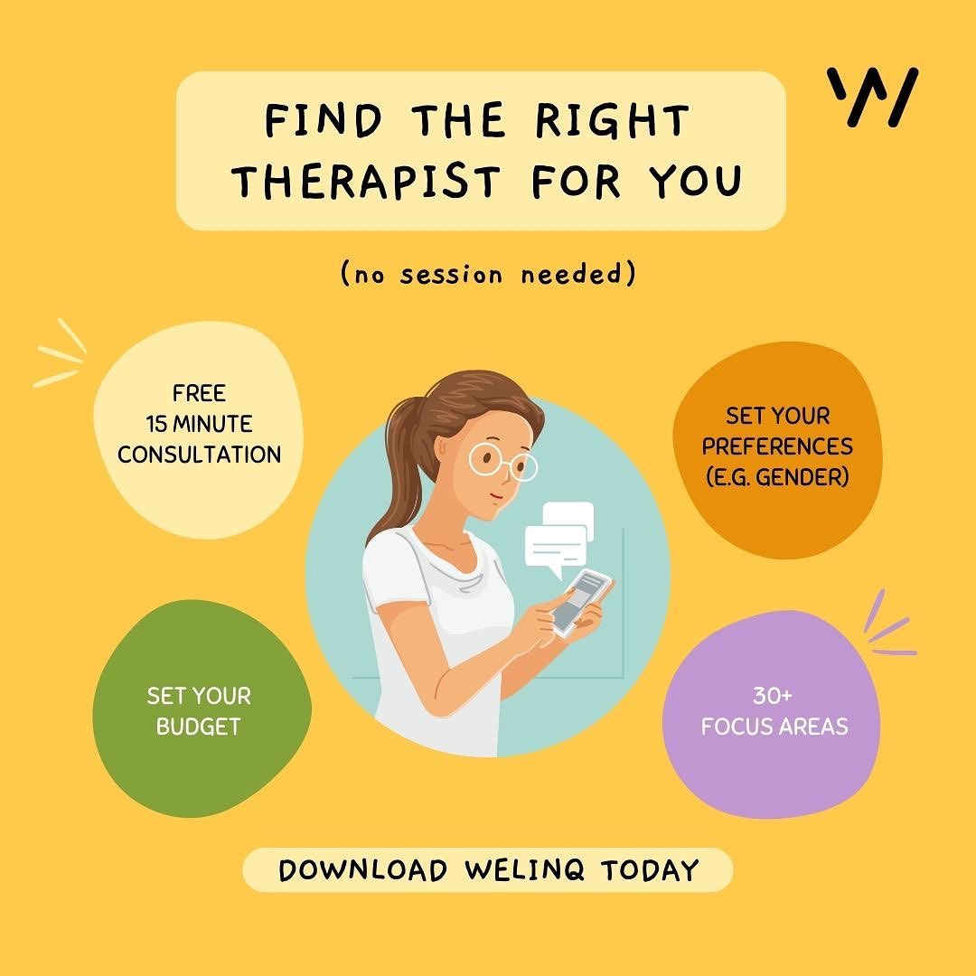 “How do I choose the right online therapist for me?” 🤔

At WeLinQ, we’ve made it easy - no session needed! On the app, you can ⤵

Filter to suit your needs 

Choose from 30+ focus areas, and select your language, gender, and budget preferences.

Book a FREE consultation 
...