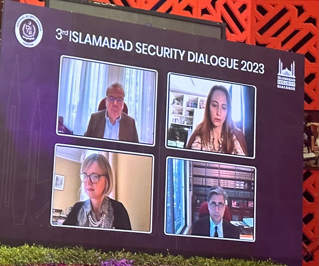 IsbDialogue's tweet image. 3rd Islamabad Security Dialogue 2023: Session titled “International Law Landscape in an Era of Great Power Competition” is underway. 
@laalshah 
@AlenaDouhan @ovesanwar @ATzanakopoulos

#IsbDialogue #ISD2023