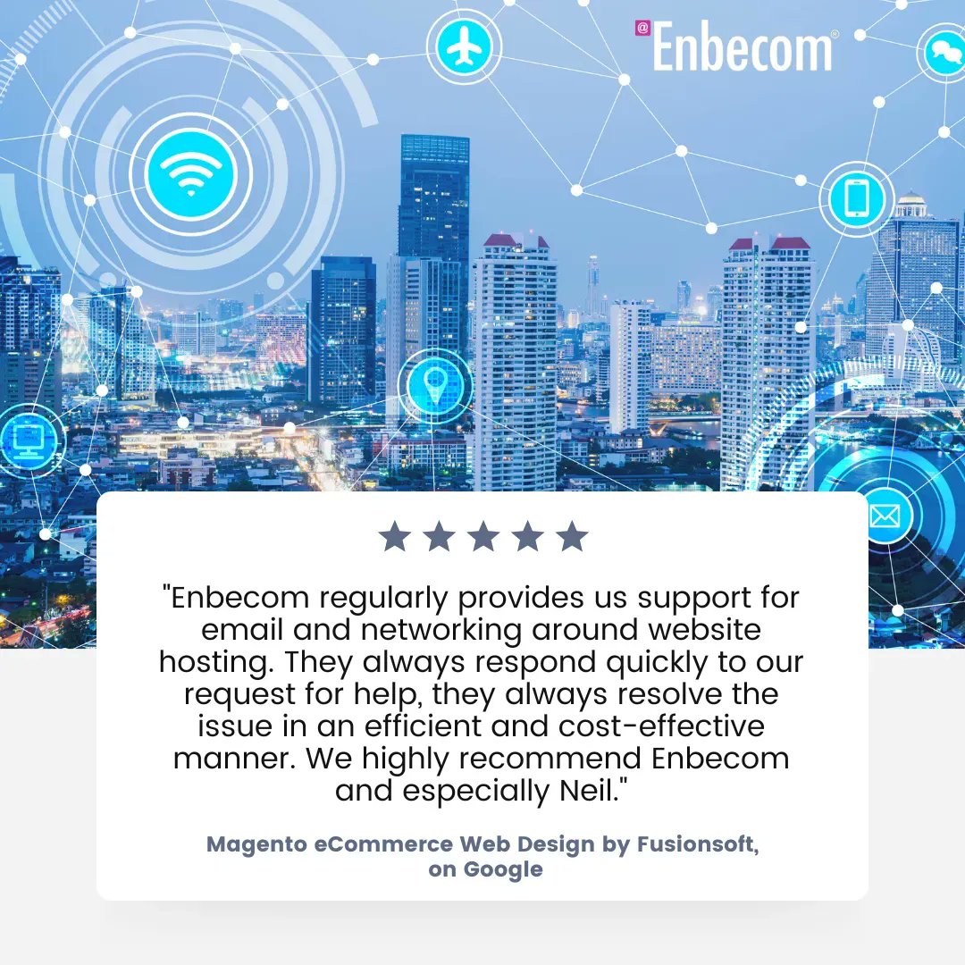 Thanks to Magento eCommerce Web Design by Fusionsoft for taking the time to comment on our service - and for the excellent rating. 

⭐️⭐️⭐️⭐️⭐️

Could we help your business? enbecom.net

#reviews #feedback #fivestarrating #webhosting #itconsulting