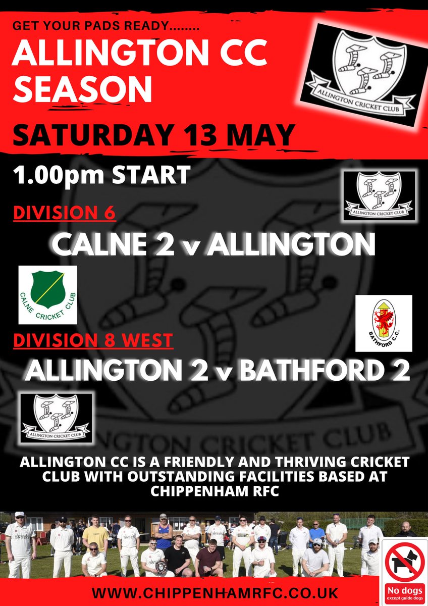 ChippenhamRFC's tweet photo. Sun's Out - Whites On!!!

@allingtoncc move into Week 3 and the weather looking good  🌞🏏

@CalneCC 2nds v @allingtoncc 
@allingtoncc 2nds v @BathfordCC 2nds

1.00pm Kick Off and Birch Grove Pavilion will be open!!
#RugbyFamily #Chippenham #BestTeas #RealCricket https://t.co/26Ip0HotZR