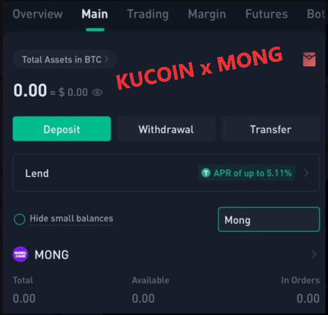 empatik's tweet photo. 🚨#Kucoin LISTING $MONG IS VERY LIKELY NOW! It is already showing on Kucoin app. What #MongArmy needs to do for this is easy:  

1. Like this tweet 
2. Comment $MONG 
3. Tag @kucoincom
4. Retweet

We need to let Kucoin see HOW BIG MONG COMMUNITY IS!  We need to show our power! We need to prove ourselves and the time is NOW! Let's GET MONG LISTED ON KUCOIN EXCHANGE RIGHT NOW!
@mong_coin @crypto_bitlord7 #MONGMOB @bull_bnb