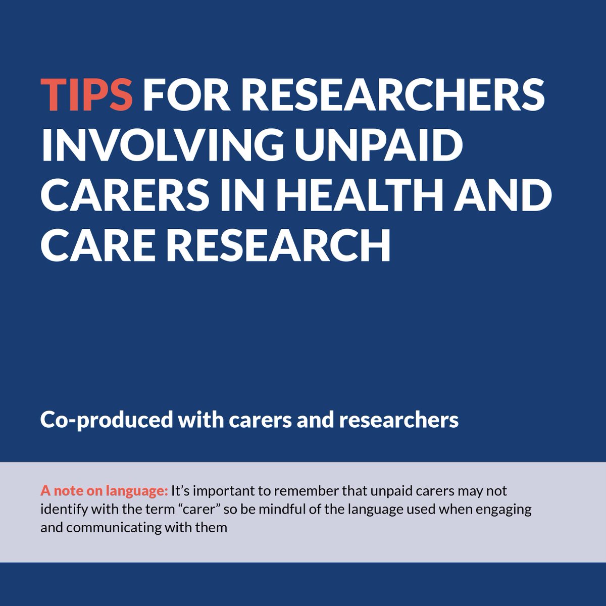 Carers are the backbone of care delivery in the UK and an important and unique voice within research. We have co-produced some “top tips” on how best to involve and engage with researchers and carers in research.

Take a look at tips for researchers: pulse.ly/k11f75owbr