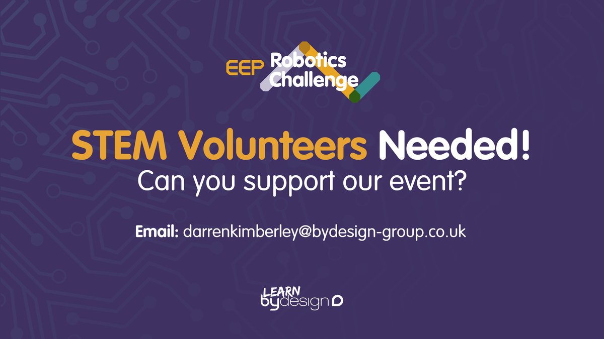 STEM enthusiasts in #Brighton 📣 Can you support us on May 16th at Hove Park School (BN3 8AA) for a @ChallengeRobots event? We need your help to judge the competitions & challenges from 9am to 2:30pm! Email darrenkimberley@bydesign-group.co.uk if you can help out 🙌