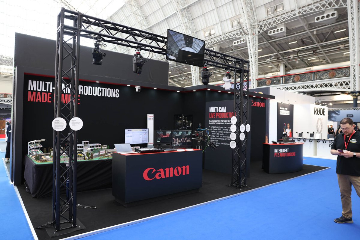 CanonEMEApro's tweet photo. #DAYTWO

It's the final day of the @mediaprodshow 

Be sure to visit us at stand F50 to discover our range of Cinema EOS cameras and lens solutions 🎥 ❤️ https://t.co/EifGat5yk1