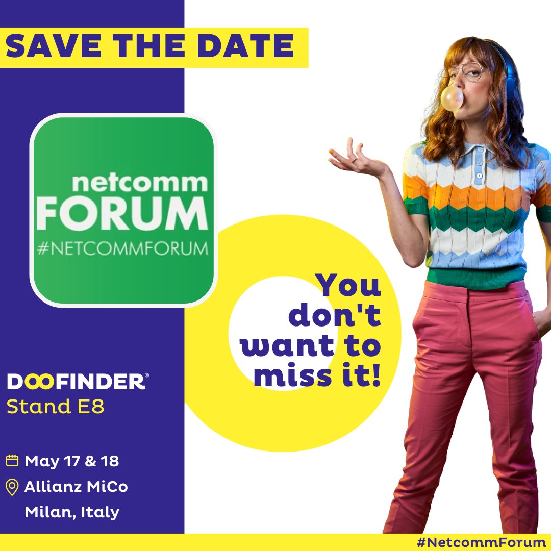 doofinder's tweet image. The Doofinder will be attending yet another event next week! 🚀

Come see us at the Netcomm Forum - Italy&apos;s largest event for eCommerce and digital transformation. 🇮🇹

🗓 May 17 &amp;amp; 18
⭐ Stand E8
📍 Allianz MiCo - Milan, Italy

#NetcommForum #eCommerceSearch #eCommerceSolution