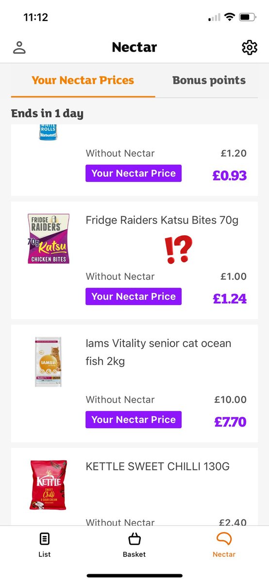 What's the deal with this <a href="/nectar/">Nectar</a> price <a href="/sainsburys/">Sainsbury's</a>?

You're supposed to be saving me money, not making things more expensive!

#shopping #uk #sainsburys #nectar #notmoneysaving #supermarket