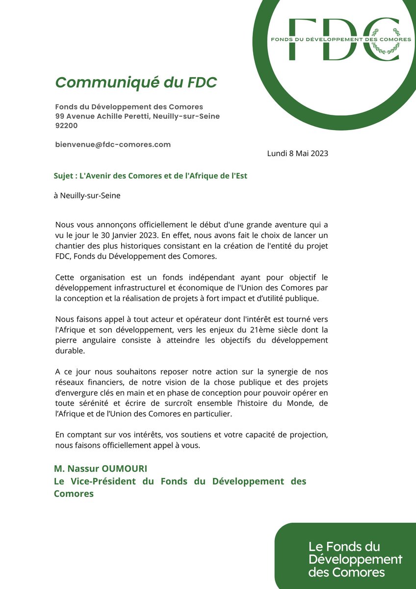 Fonds du Développement des Comores © tweet media