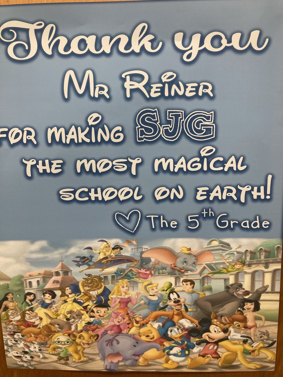 A Great Principal once told me that school should be 50% Harvard and 50% Disney World.  I live by that.  Thank you SJG HSA for recognizing me during Teacher Appreciation Week! ⁦<a href="/SJGPride/">Stephen J. Gerace Elementary School</a>⁩