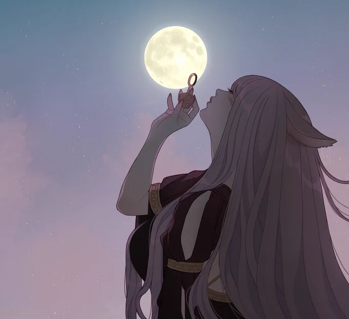 Luua & the moon last years doodles #FFXIV #FF14