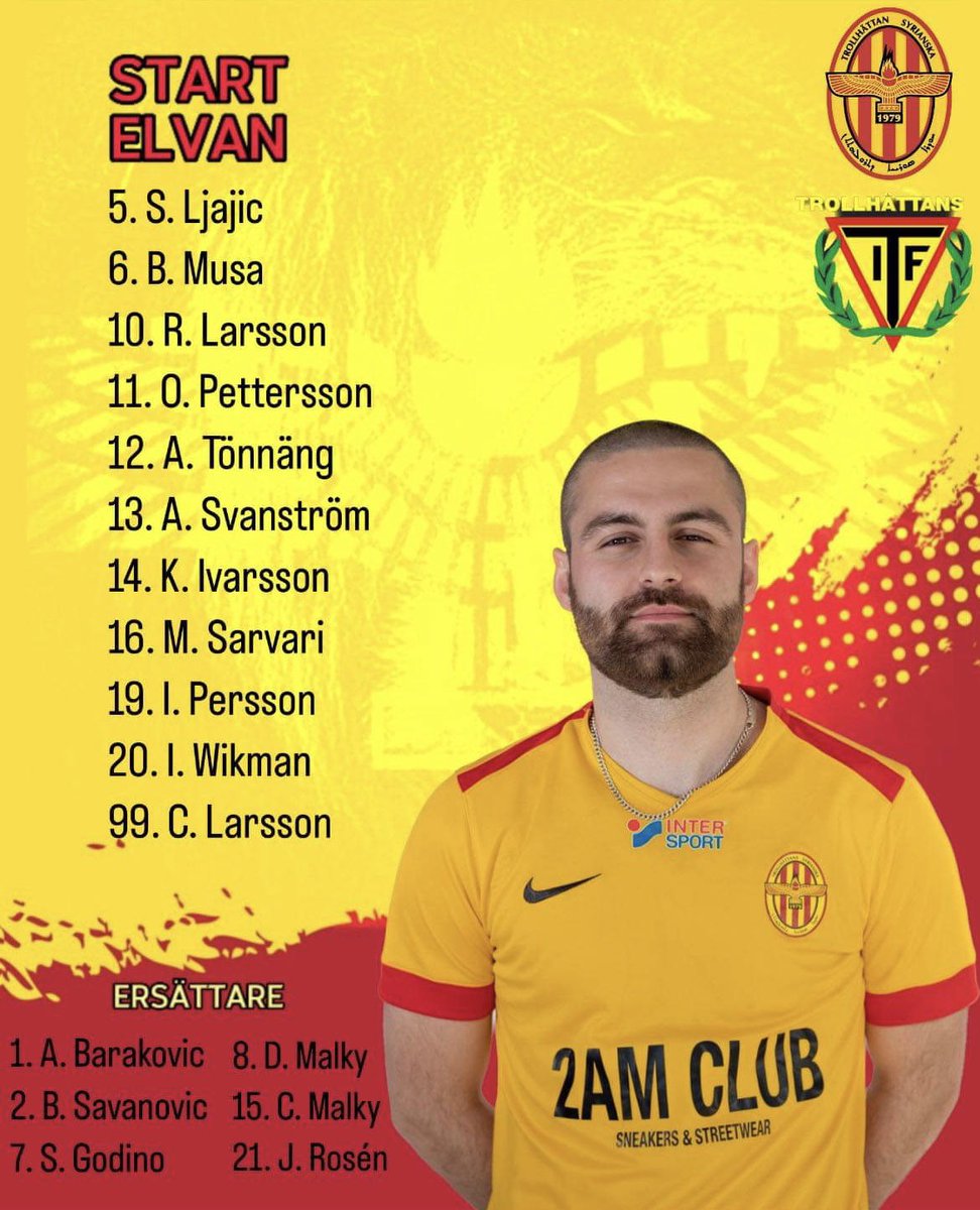 🏟️ Dagens startelva! 

19:00 Granngårdens konstgräs. 

#TSFKvsTIF #suryoye