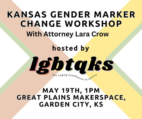 eceb2019's tweet photo. GARDEN CITY / SWKS: The LGBTQ Foundation of KS is hosting a Gender Marker Clinic in person in Garden City on May 19th, at 1PM. https://t.co/3LRzZ9zbhD
