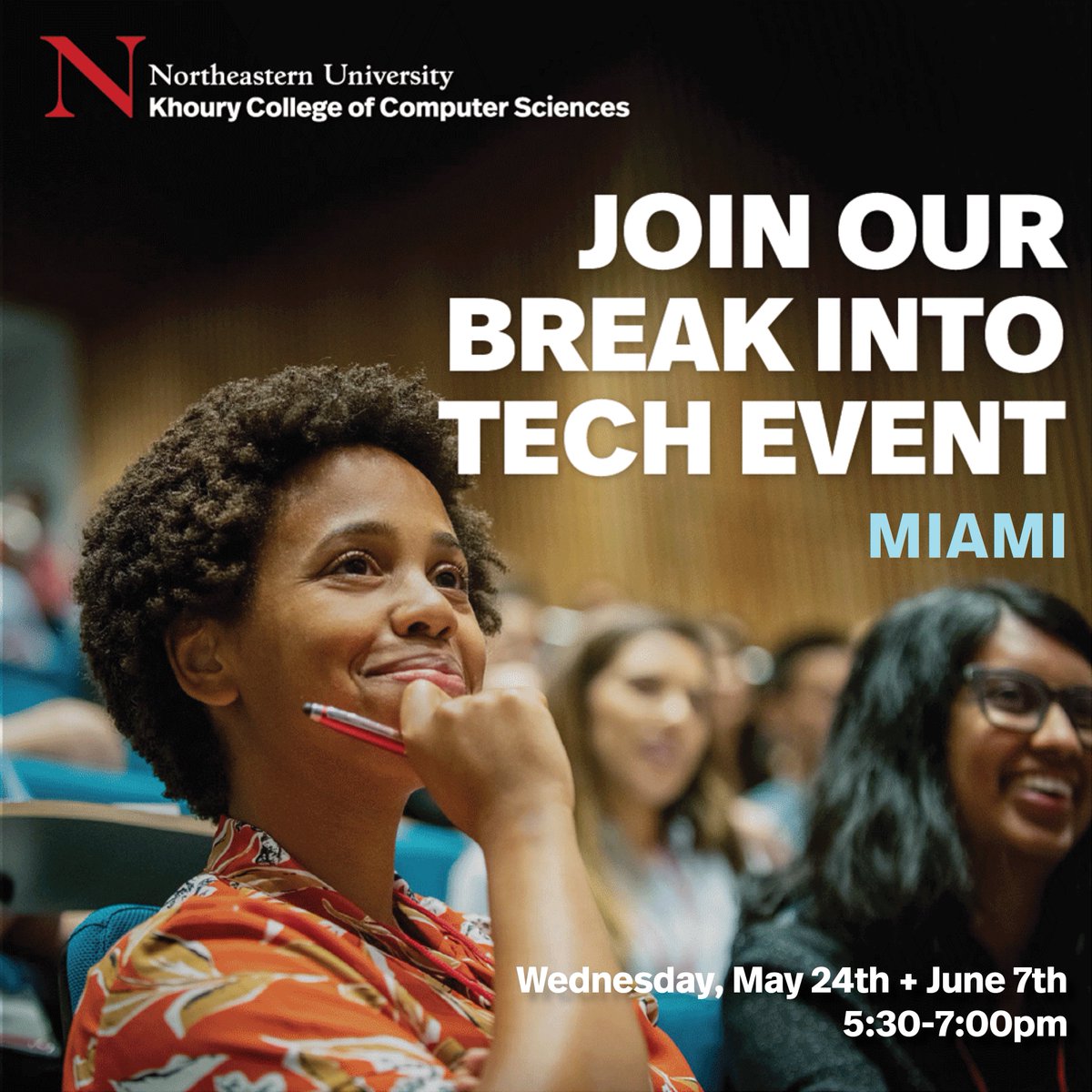 NortheasternMIA's tweet image. Have you considered a career in #tech? @Northeastern Align master’s program creates pathways to a #graduate degree in computer or data science for people with no technical experience! 

Join us at a #BreakIntoTech on May 24 to learn more 👉🏼 tinyurl.com/BITMAY24