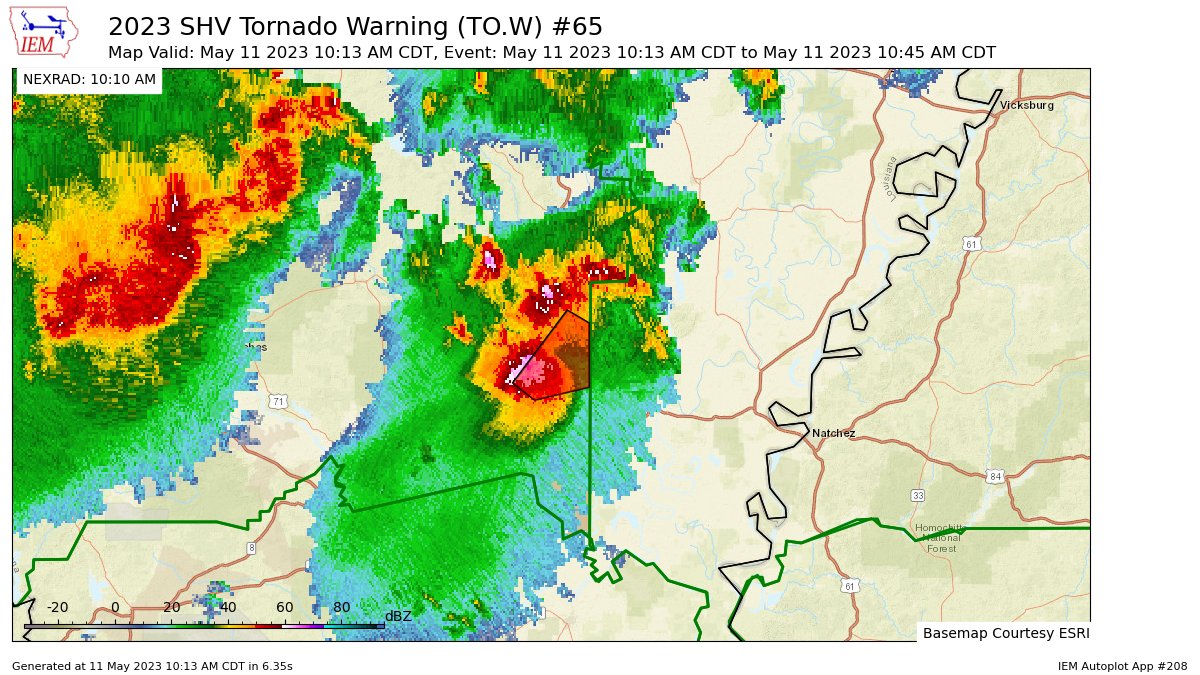 SHV issues Tornado Warning [tornado: RADAR INDICATED, hail: <.75 IN] for La Salle [LA] till 10:45 AM CDT mesonet.agron.iastate.edu/vtec/f/2023-O-…
