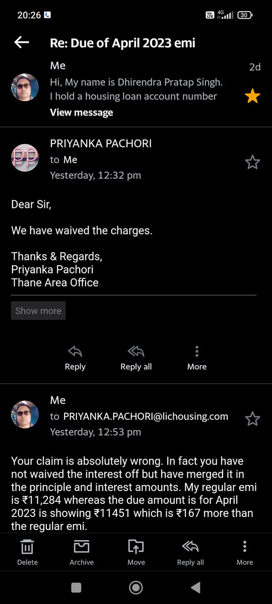 dpasingh's tweet photo. Dear @LIC_HFL, my problem is still unresolved even it is getting complicated. Though, sufficient amount is available in my account, it is showing that  additional interest for April 23 and emi for May 23 is due with additional interest. How pathetic????? https://t.co/JqlyzvjGfy