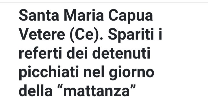 frontiere_zero's tweet photo. L'ITALIA TORTURA INDISTURBATA 

Santa Maria Capua Vetere (Ce). Spariti i referti dei detenuti picchiati nel giorno della “mattanza”
https://t.co/tGPc8BnMF7 https://t.co/YgeKFnesBP