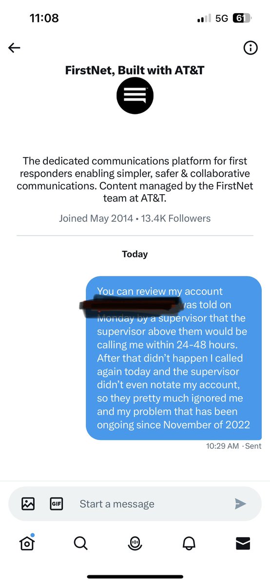 dizzle1507's tweet photo. @FirstNet Well I guess it’s only been 40 minutes since I responded with no reply, but wasn’t expecting anything different as this is the poor customer service I have come to expect. https://t.co/wmIUrAjHDy