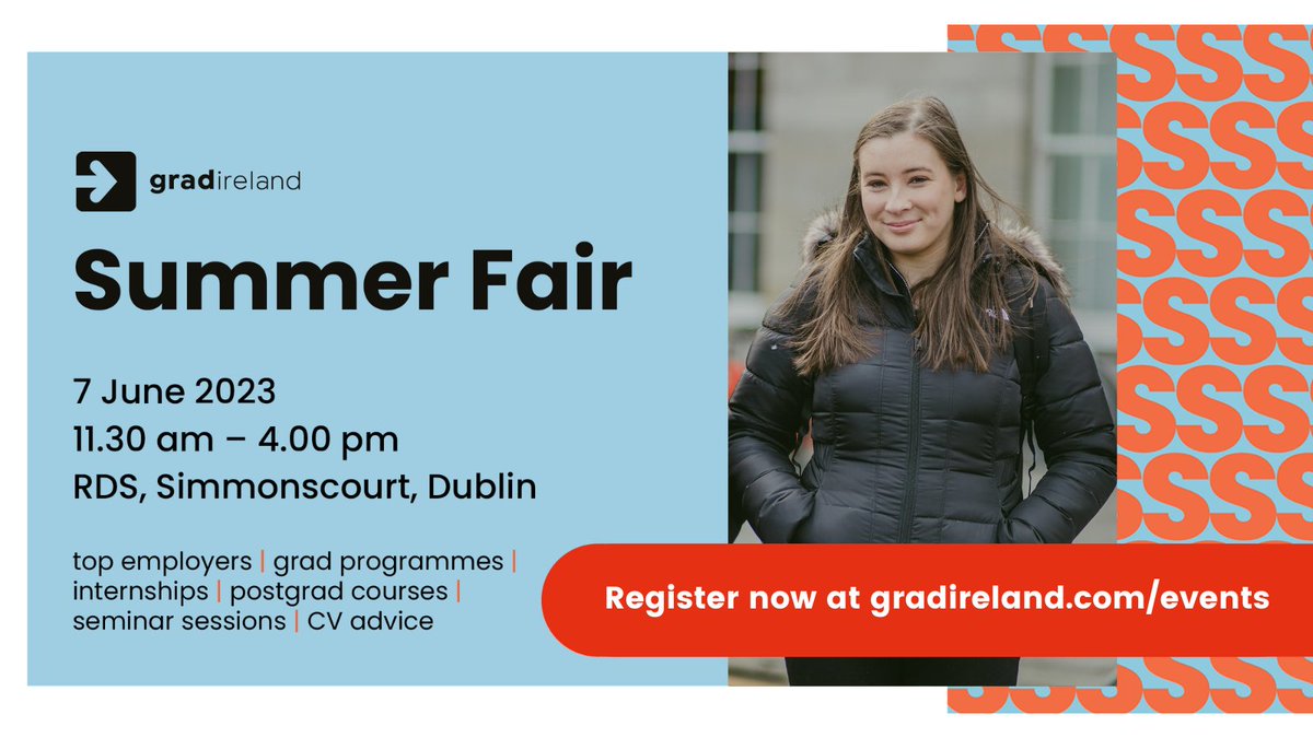 DbsHub's tweet image. Still looking for a #gradjob, #internship or #postgrad course? Don&apos;t miss the @gradireland Summer Fair on Wednesday, 7th of June! 
Register now at bit.ly/3N6xCbx #gradireland #summergradfair23