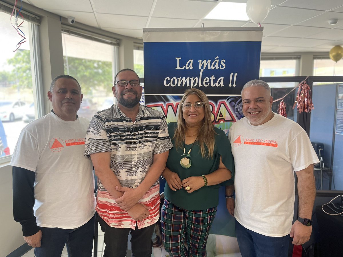 prfcu's tweet photo. ¡Transmisión en vivo desde nuestra sucursal de Aguadilla por Waba La Grande 850 AM! https://t.co/T5cLRJflCr