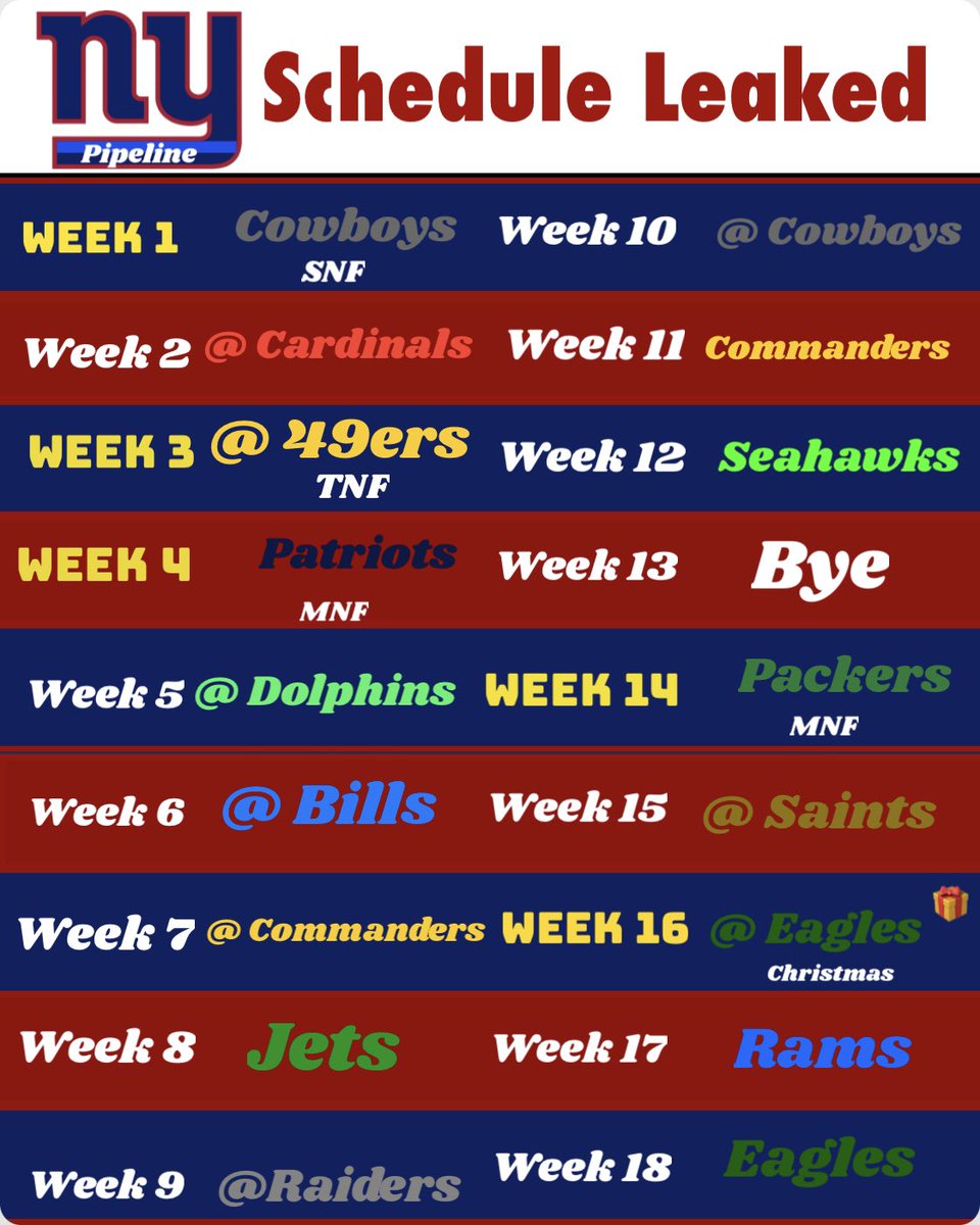 Giantspipeline4's tweet photo. Giants Schedule Leaked https://t.co/H4mgkUc3Cz