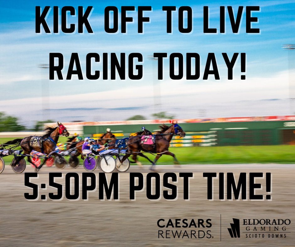WE ARE BACK🎉 Join us TODAY as we celebrate the first day of live racing at Eldorado Scioto Downs!🐴 Check out live racing and our new, over $27 MILLION Grandstand! Post time 5:50pm! Get ready to #RaceLikeACaesar and we will see you soon👋