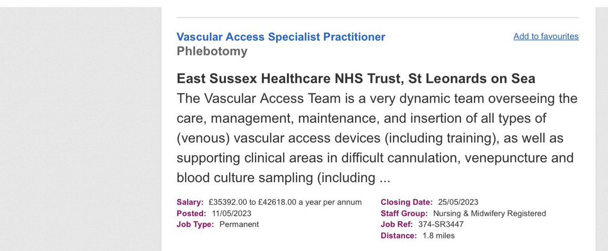 Amazing opportunity by the sea, @ESHT_VAT  have two Specialist Practitioner roles advertised, as we evolve to meet the vascular access needs of our community #ourmarvellousteams @ESHTNHS @daks_r @GrahamHoward83 

Check out 
beta.jobs.nhs.uk/candidate/joba…
 
jobs.nhs.uk/xi/search_vaca…