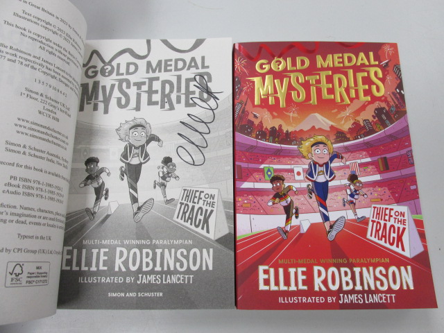 We have #signed copies of #GoldMedalMysteries: Thief on the Track by @EllieRobinsonGB @SimonSaysBooks in #Haverfordwest #Pembrokeshire #IBW23