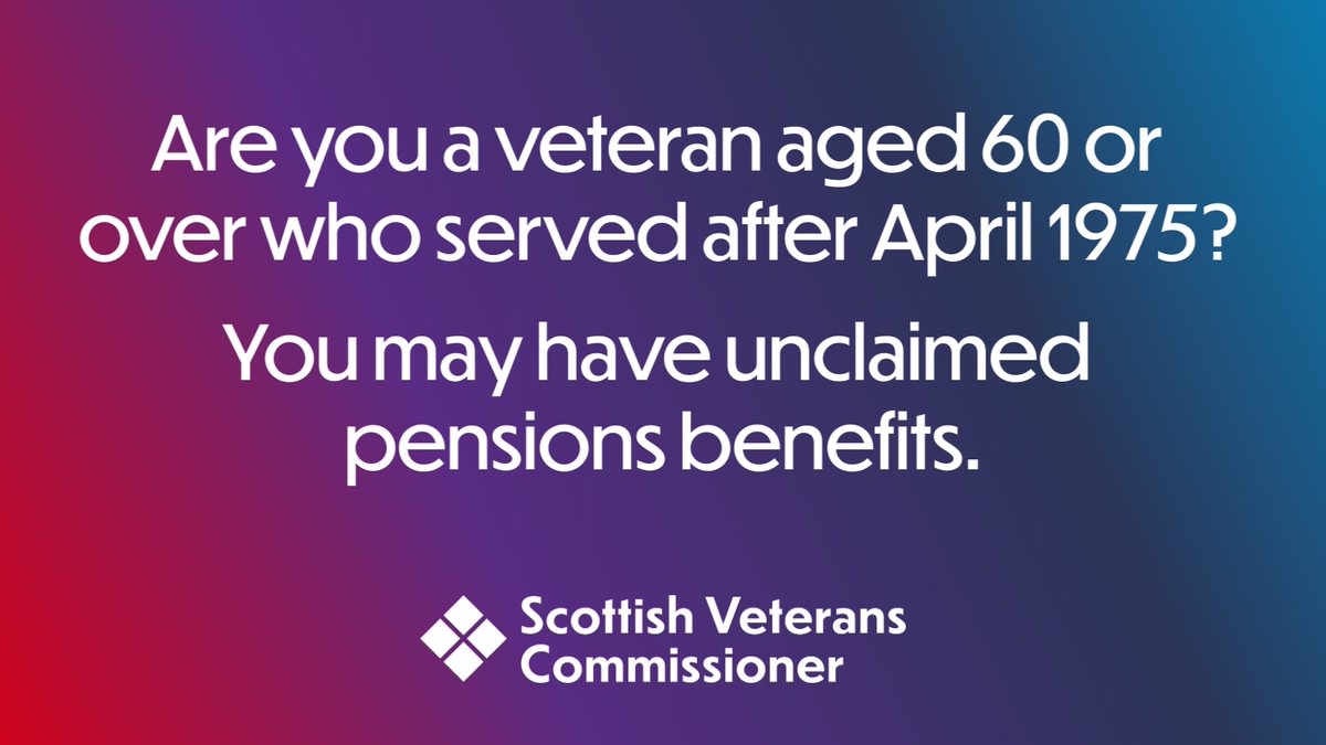 A <a href="/ForcesPensions/">Forces Pension Society</a> campaign is encouraging #veterans who may have unclaimed pension benefits to come forward. This could be anyone aged 60 or over who served after April 1975.

If you or someone you know could be eligible, get info about making a claim ➡️ support.veteransgateway.org.uk/app/answers/de…