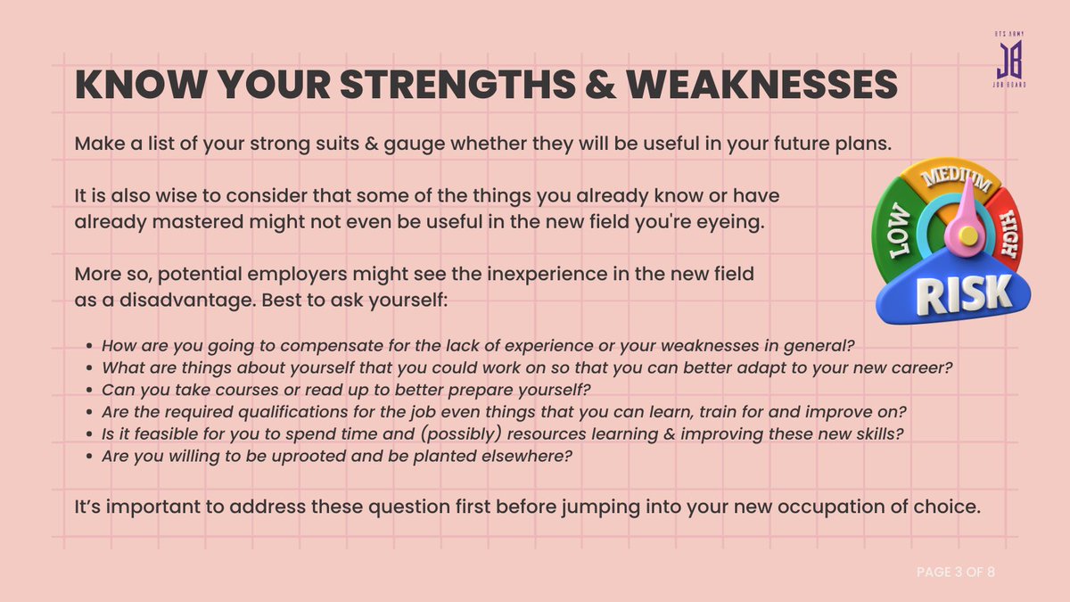 BTSARMYJobBoard's tweet photo. Some things take a while to learn, practice & eventually master especially in a new job. Youβll need to put in time, effort & even resources. Are u willing to put these in for a career change?π Itβs important knw what u need to give & give up for this decisionπ
#BAJBCareerTips https://t.co/oSZqtc5VjB