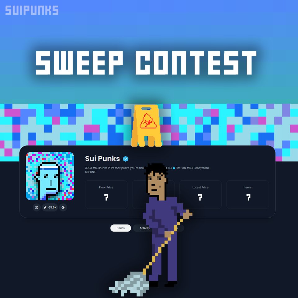 SWEEP CONTEST!🧹

If you buy 3x SuiPunks from here: sui.bluemove.net/collection/sui…

You get:✅
1x SuiPunk NFT and 100 $SPUNK token as airdrop when token goes live.

You have 72 hours.

LFG!

#SPunks #SUI $SUI