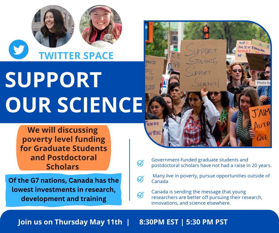 YaneValdezT's tweet photo. TONIGHT 📢🇨🇦 We will taking with @SLaframboise14 &amp; @wishartae about the poverty level funding for #Trainees  #postdoc &amp; the lack of investment on #Science #development in🇨🇦 
Pls RT @SupportOurSci @WidowWeb @ScienceUpFirst @CaulfieldTim @KMcNagnylab 
**Have your voice heard** https://t.co/3J16wrQDzu