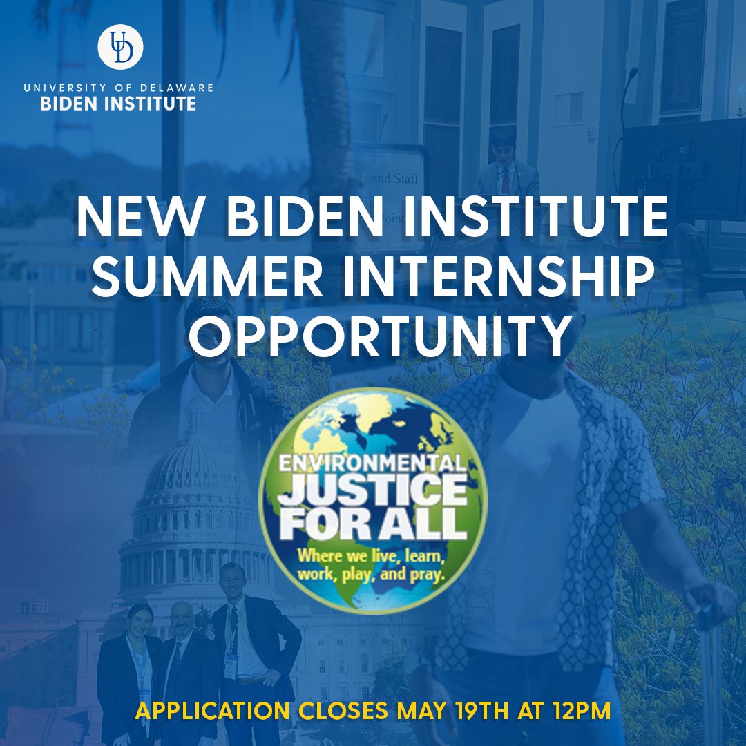 Biden Institute (@udbideninst) on Twitter photo Applications now open! These paid, career focused, 8-10 week hybrid internships provide students with hands-on experience in public policy, research, and advocacy with Coming Clean (<a href="/StopToxics/">Coming Clean network @stoptoxics.bsky.social</a>) & the Environmental Justice Health Alliance. Link to apply: bit.ly/42nXkAe Applications now open! These paid, career focused, 8-10 week hybrid internships provide students with hands-on experience in public policy, research, and advocacy with Coming Clean (<a href="/StopToxics/">Coming Clean network @stoptoxics.bsky.social</a>) & the Environmental Justice Health Alliance. Link to apply: bit.ly/42nXkAe