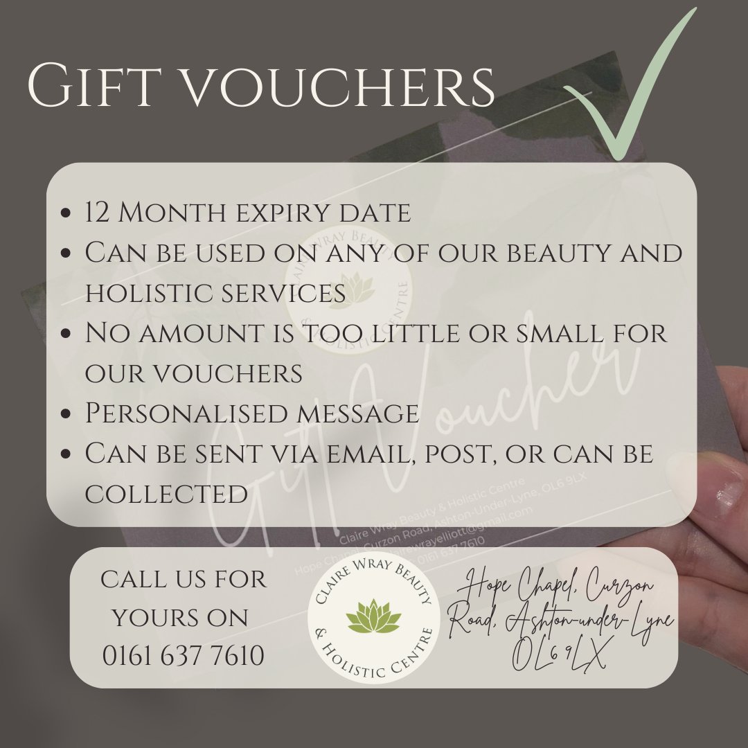 ClaireWray3's tweet photo. Claire Wray Gift Voucher - The best kind of voucher 😍 
#clairewraycentre #massagevouchers #beautyvouchers #vouchers https://t.co/97o5aWq7Ji