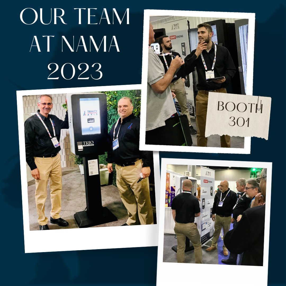 trinityaxisinc's tweet photo. We're all set up at Nama 2023!
Meet our amazing team at Booth 301

#TheNAMAShow #NAMA2023 #trio #trinityaxis #cashlesspayment #smartvending #vendingbusiness #micromarkets #vendingtechnology #technology #vendingmachines #vendingmachinebusiness #vendingretail #vendingexp https://t.co/YSvIGNt1jY