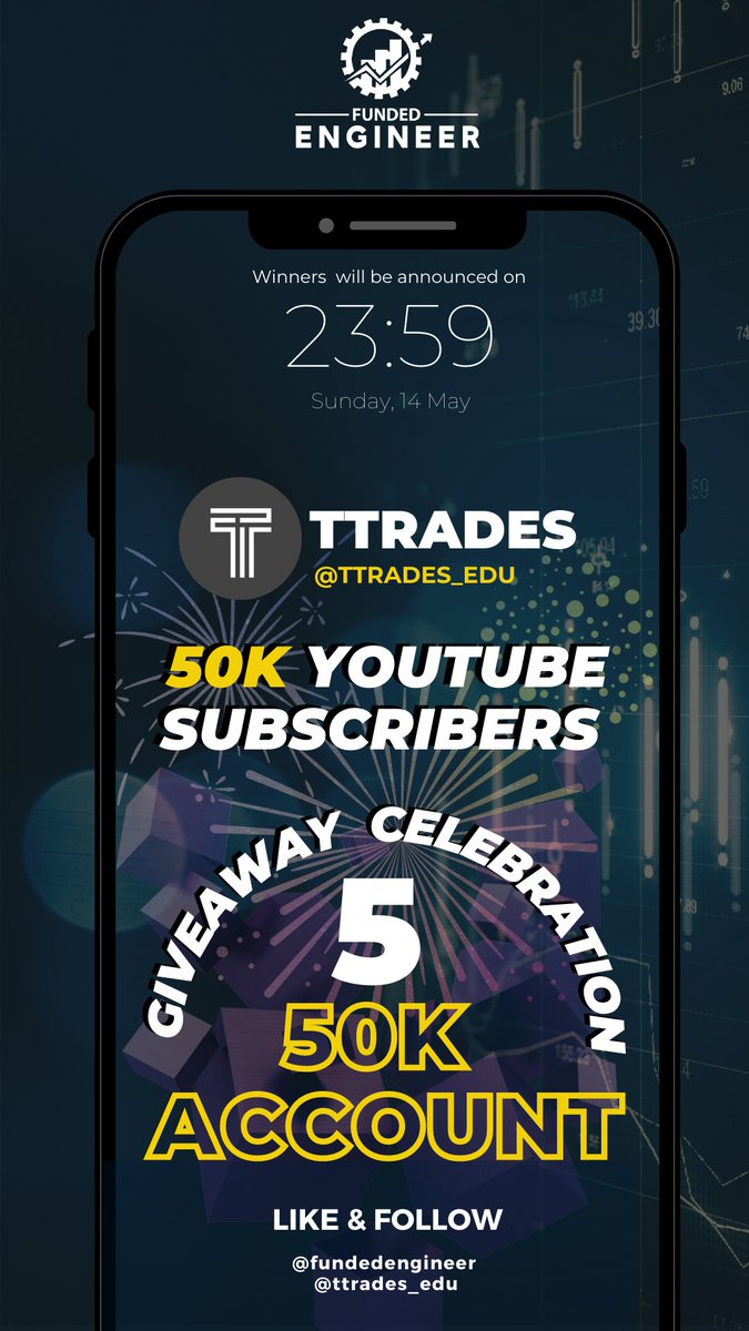 Big thanks to @fundedengineer. They gave me me 5 $50k accounts to give away in celebration of 50,000 subscribers on YouTube. 

To enter: 
- Like and Retweet
- Comment your favorite video from my channel

Winners selected 05/13/23 11:59pm EST