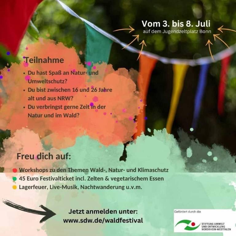 🌳🌲🏕️Komm zum Waldfestival!!! Für Jugendliche ab 16 in #Bonn! Cooles Programm für alle Interessierten! #Wald sdw.de/fuer-den-wald/…
