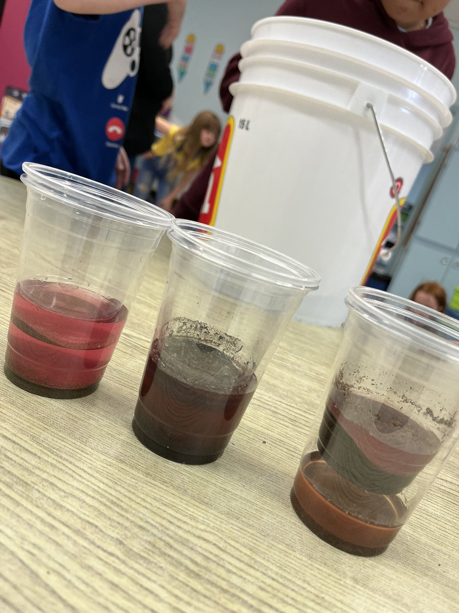 Teaching GR3/4’s about soil types and water retention.  Can you pick out which is clay, loam, sand?!  #aginclassroom #buddingscientists #learnag