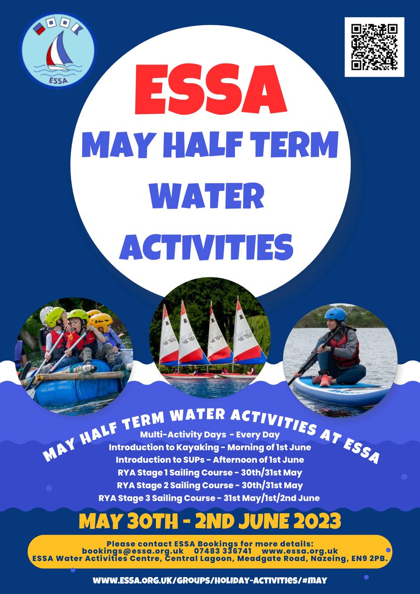 ESSAwatersports's tweet photo. MAY HALF TERM ACTIVITIES
30 May -2 June
We have an exciting programme of activities lined up  which is available to book through our website
https://t.co/0mN7Jdi4Y7
#sailing #paddlesports #watersports #SUPs #StandupPaddleboards #Kayak #Kayaking #multiactivity #essex #hertfordhire https://t.co/nUKoFYPp7c