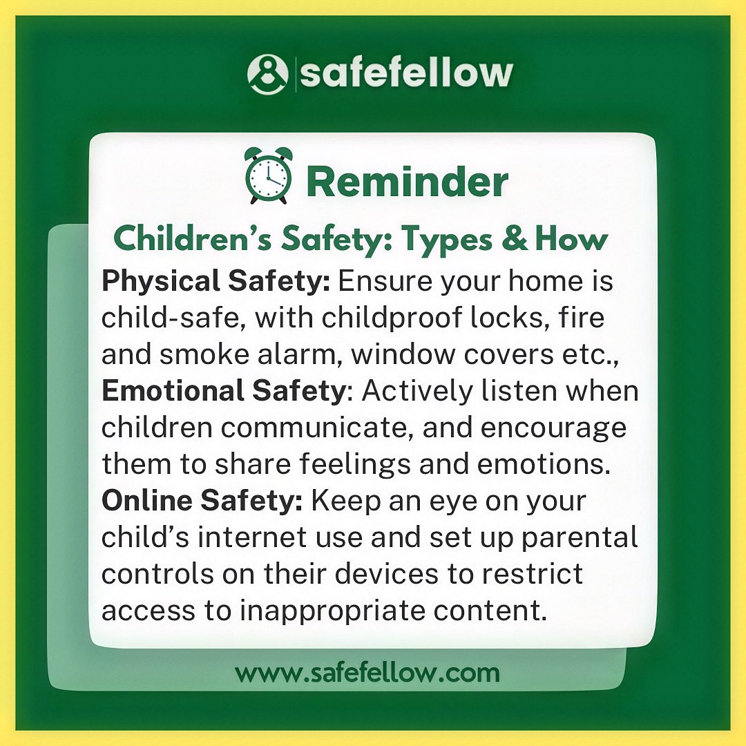 safe_fellow's tweet photo. Parents, teachers, caregivers, and communities play vital roles in children's safety.
•
•
•
#childsafety #safefellow #childrensafety  #safetyfellowship #publicsafety #safetytips #parenting #mentalhealth #MentalHealthMonth #safetytips #SafetyFirst https://t.co/CovfaBfuZj
