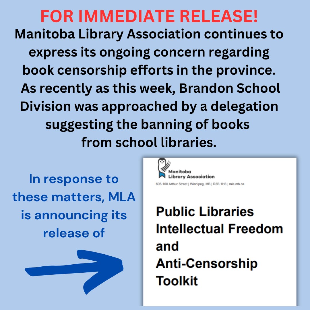 MLA condemns the discriminatory characterization behind these calls for censorship. We consider this an affront to our professional values of intellectual freedom and equity, diversity, and inclusion alike. mla.mb.ca/2023/05/10/int…