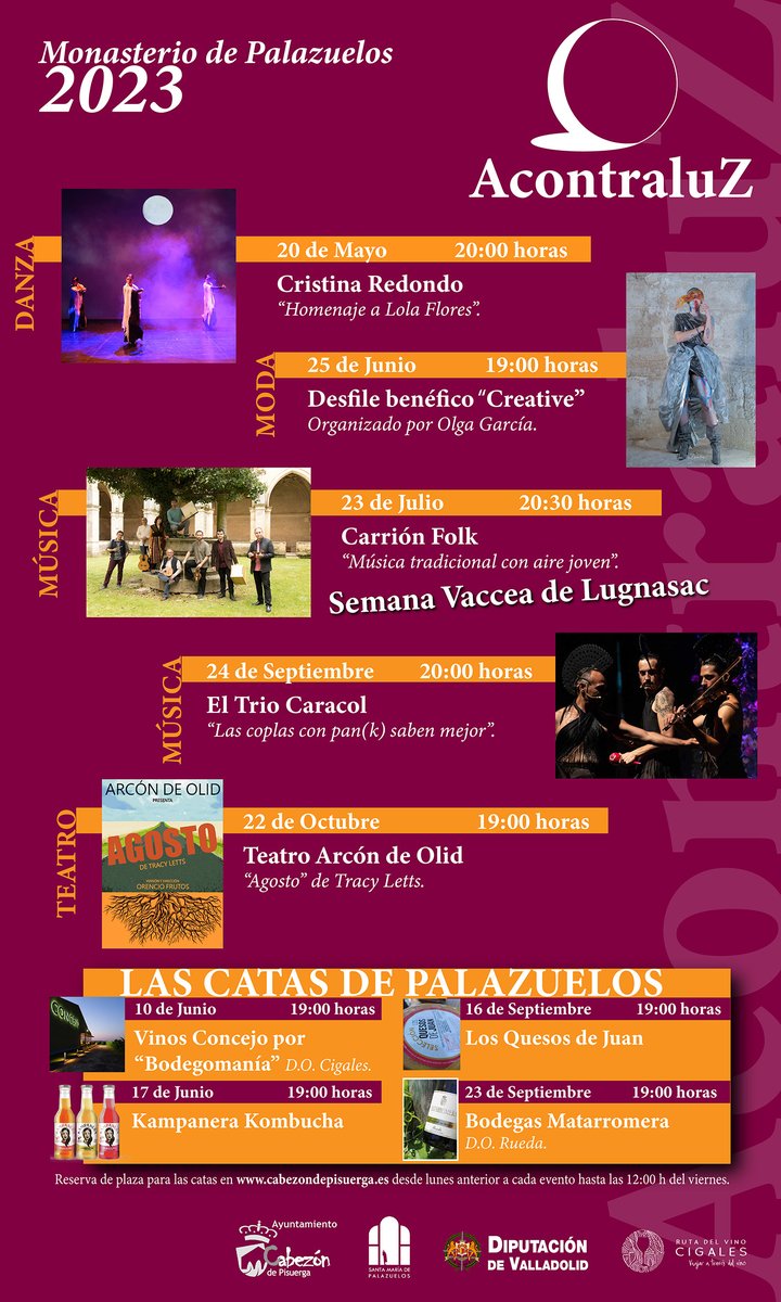 El ciclo Acontraluz vuelve a la carga con nuevos eventos y nuevas catas. Todos los eventos y catas son gratuitos. Sólo las catas requerirán de reserva previa, cuyo formulario de  petición se publicará en la web cabezondepisuerga.es <a href="/RutaVinoCigales/">Ruta del Vino Cigales</a> <a href="/turvalladolid/">Turismo Valladolid</a> @CyLesVida