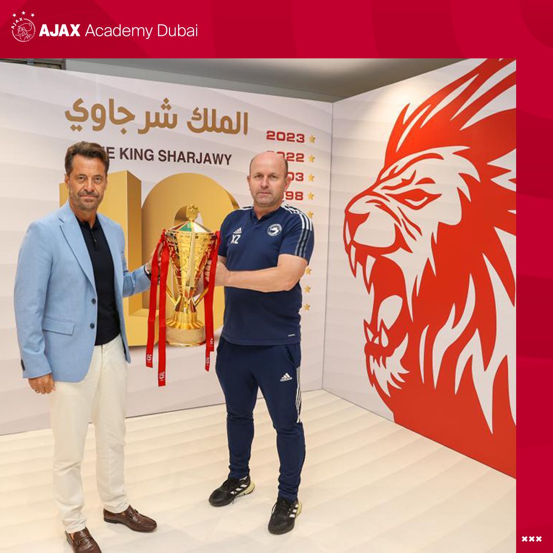 Ajax Academy UAE, CEO Georgios Kazianis <a href="/GeorgiosKazian3/">Georgios Kazianis</a>  with the Technical Director of our partner club <a href="/SharjahFC/">نادي الشارقة لكرة القدم</a>   Mr. Charalambos Zelenitsas during the celebrations for winning the President Cup 2023 🏆

❌❌❌

#SharjahFC #PresidentCup #Congratulations