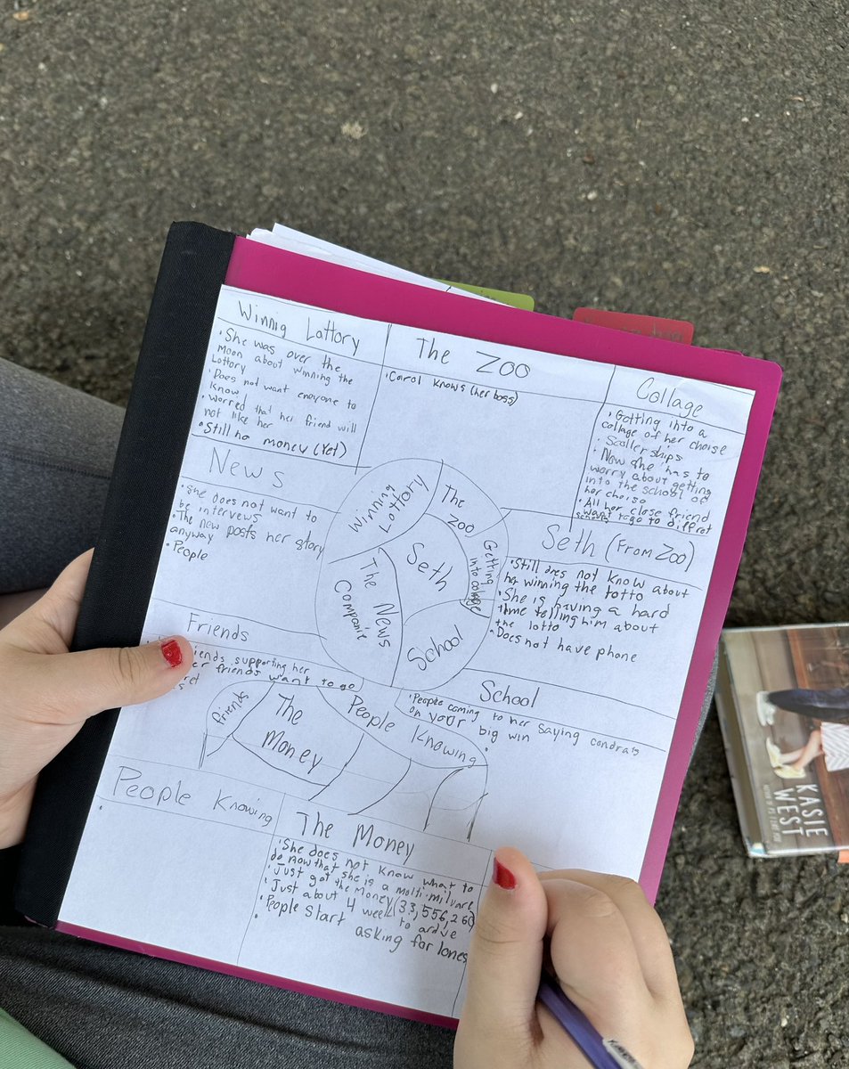 Grade 7 enjoying this beautiful day with their books and notebooks 📚📓 @TCRWP #tcrwp