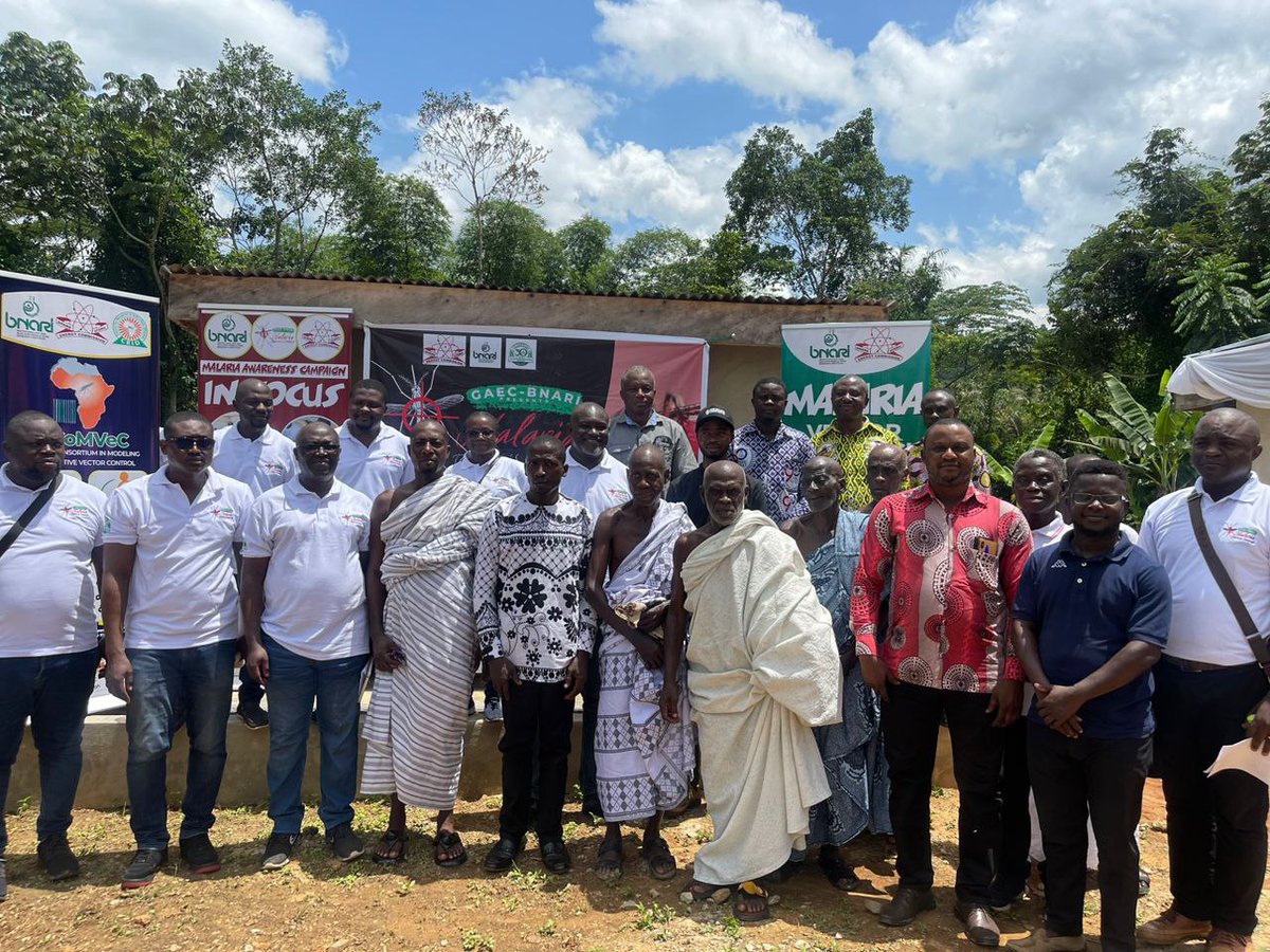 BNARI7's tweet photo. #MAC2023! We inaugurate an experimental hut station to test new ways of killing malaria mosquitoes at Atatam, Ashanti Region. Free health screening and education for the community. #GAEC #BNARI #MalariaFreeGhana https://t.co/19FQQrkdcF