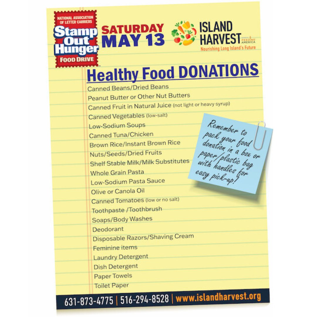 Be a part of America’s largest one-day food drive this Saturday and #StampOutHunger by bringing your non-perishable food items to your leasing office at Alston, New Village at Patchogue, and The Shipyard at Port Jeff Harbor for collection.