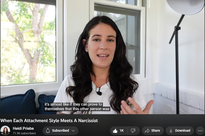 When Each Attachment Style Meets A Narcissist
https://www.youtube.com/watch?v=G5EIUFsQ758
Those with more anxious patterning caught up in trying to learn everything about narcissism, getting obsessed – preoccupied style. We believe the answer to way we feel internally lies other there in the world. This is not how it works.
“If we can only crack the Code then the way we feel inside will change”. This is not how it works. How you feel is how you feel. Spending time ruminating , obsessing over every little thing narc did keeps you stuck in drama triangle.
Almost like you try to find solution that will allow you to un-feel the pain. But there is no unfeeling pain. If you have pain in you – it needs to get processed, metabolized, and only then you will be able to truly move on.