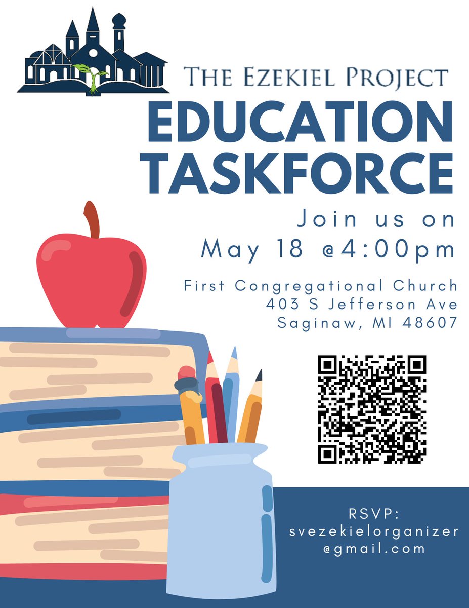 _EzekielProject's tweet photo. Our Education Taskforce will meet on Thurs May 18th @ 4pm. To RSVP please email Stephanie Velez, Community Organizer at svezekielorganizer@gmail.com or scan the QR code on the flyer for more info. https://t.co/6zzTC7C8wt